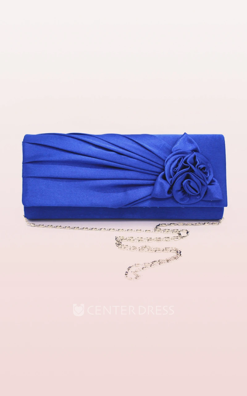 Satin Handbag with Flower