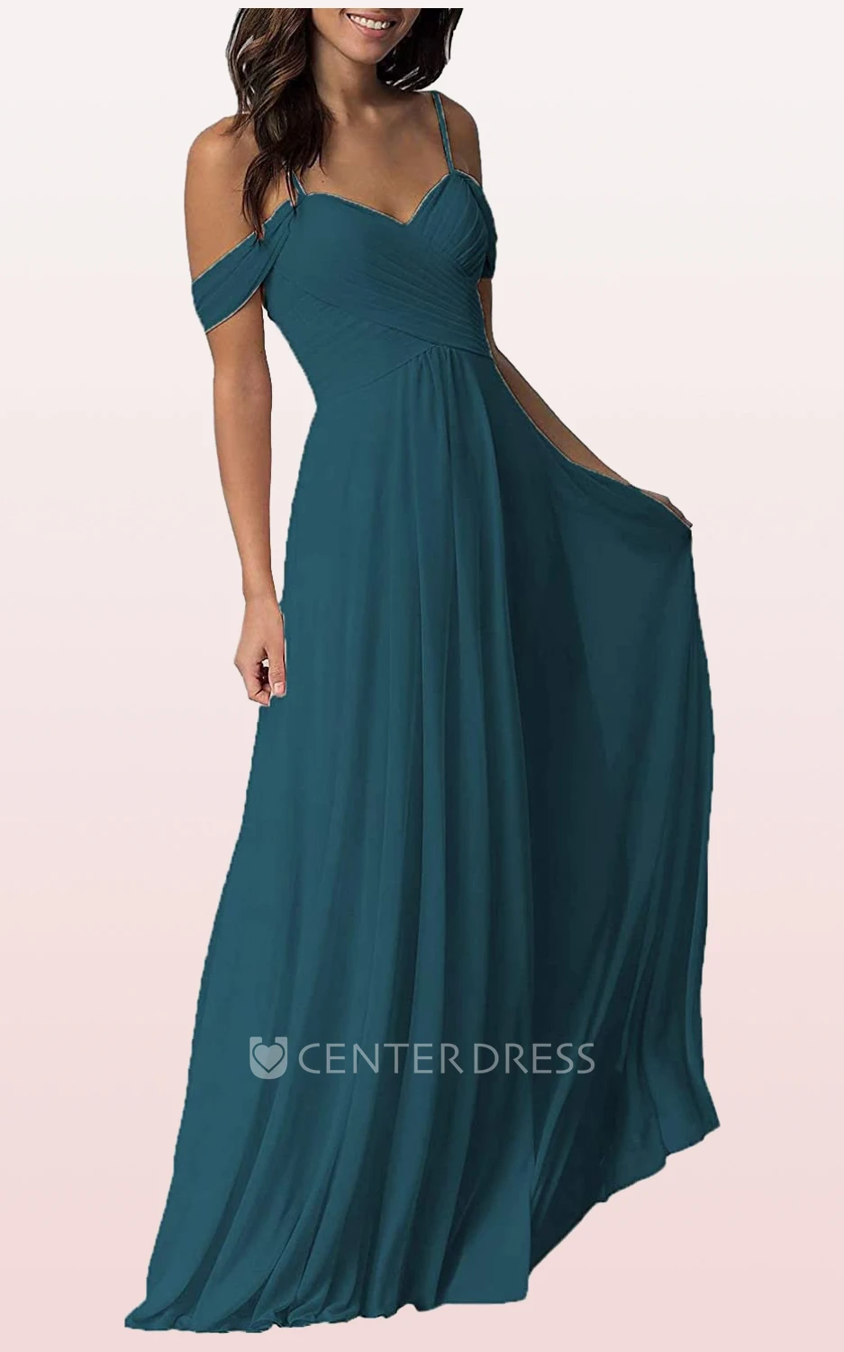 Chiffon Floor-length Off-the-shoulder A Line Sleeveless Bridesmaid Dress With Criss Cross