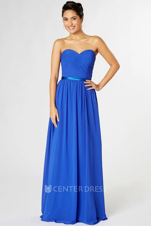 Maxi Criss-Cross Sweetheart Sleeveless Chiffon Bridesmaid Dress