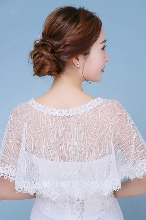 New Sequined Lace Shawl Cape-style Small White Cloak