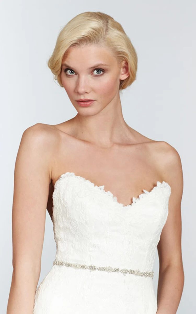 Demure Long Lace Dress With Detachable Long Sleeve Lace Bolero