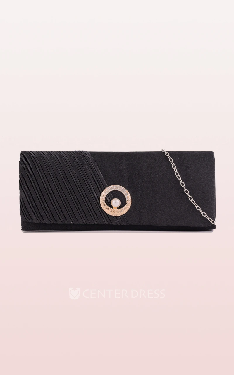 Satin Clutch with Pearl