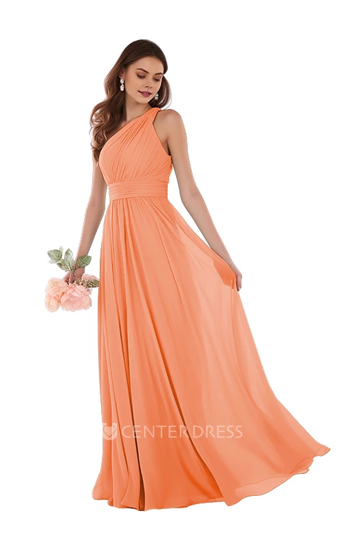 One-shoulder Chiffon Elegant A-Line Bridesmaid Dress