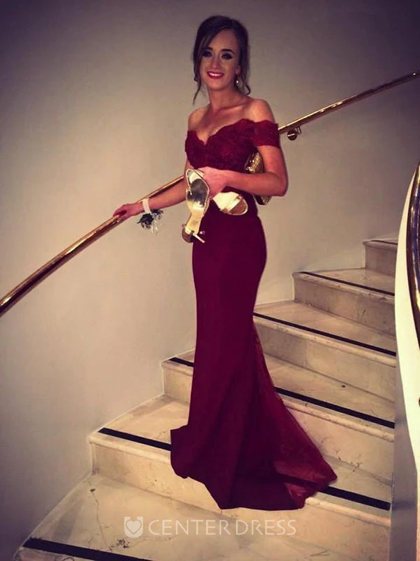 Trumpet Mermaid Off-the-Shoulder Sleeveless Lace Beading Sweep Brush Train Dresses