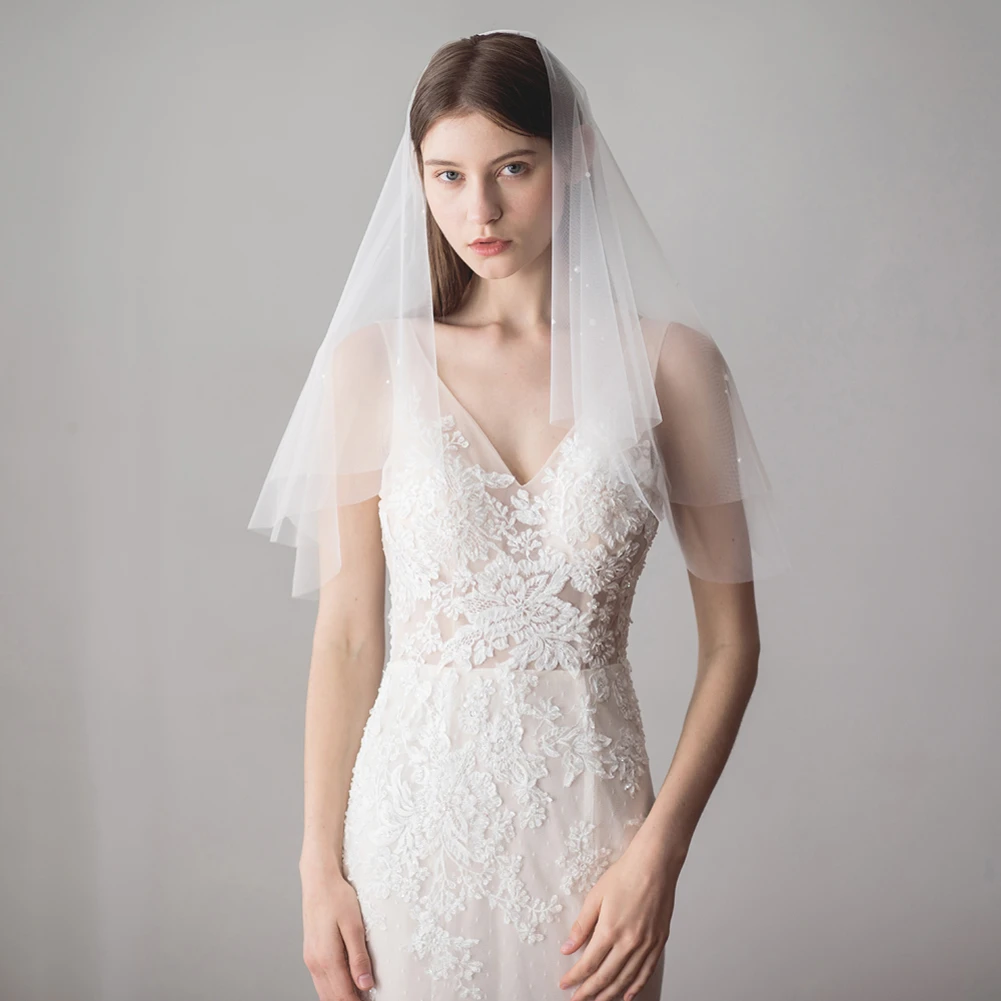 Two Tier Handmade Bridal Veils with Beads