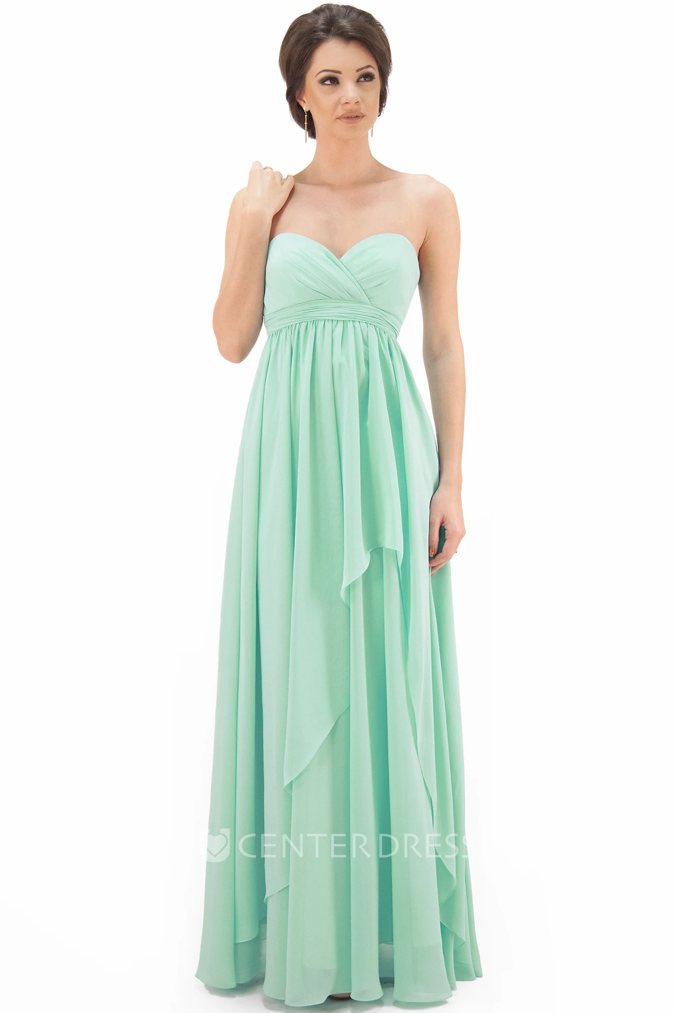 Sleeveless Draped Sweetheart Chiffon Bridesmaid Dress