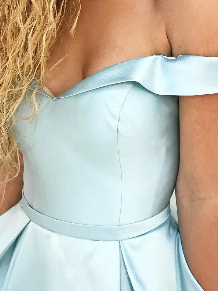 Cap Short Sleeve Floor-length A-Line Off-the-shoulder Satin Dress