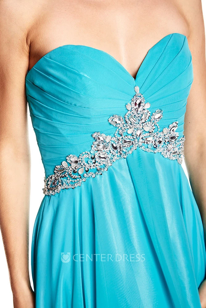 Floor-Length Sweetheart Criss-Cross Sleeveless Chiffon Prom Dress