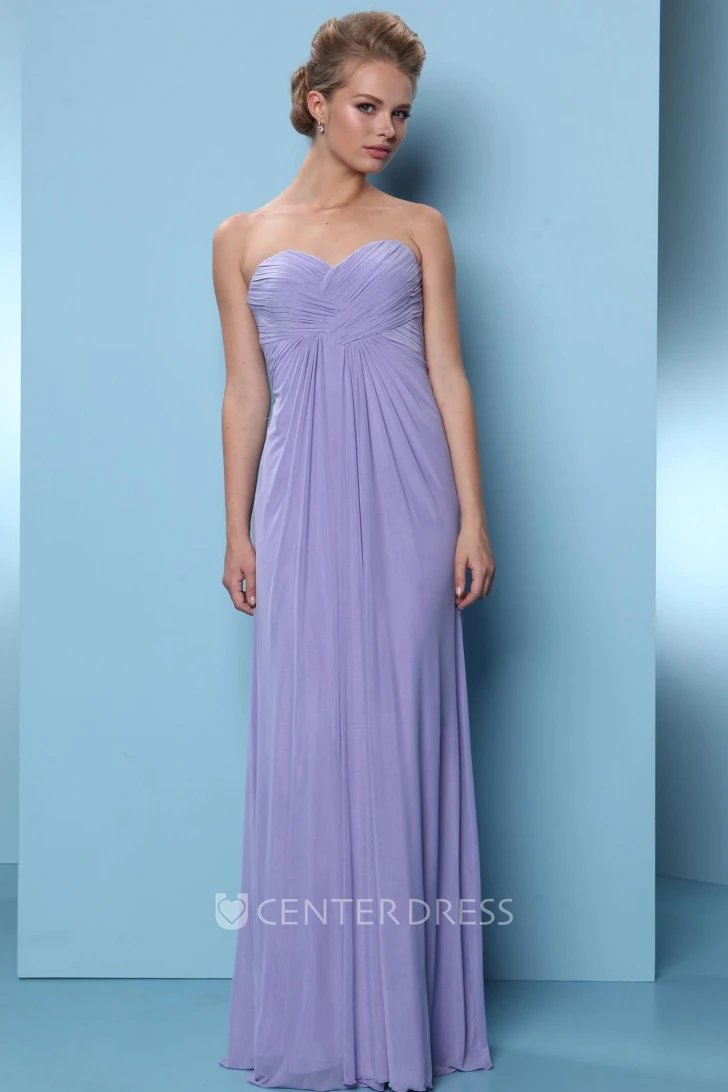 Floor-Length Criss-Cross Sleeveless Sweetheart Chiffon Bridesmaid Dress