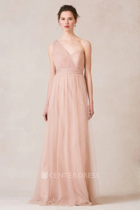 Sleeveless Criss-Cross Sweetheart Tulle Bridesmaid Dress With Straps