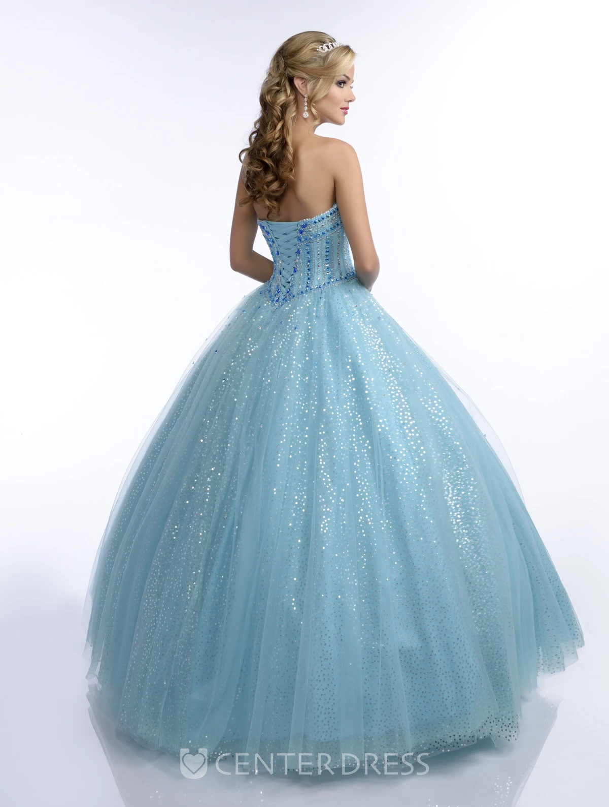 Ball Gown Floor-Length Sweetheart Sleeveless Sequins Crystal Detailing Lace-Up Corset Back Dress