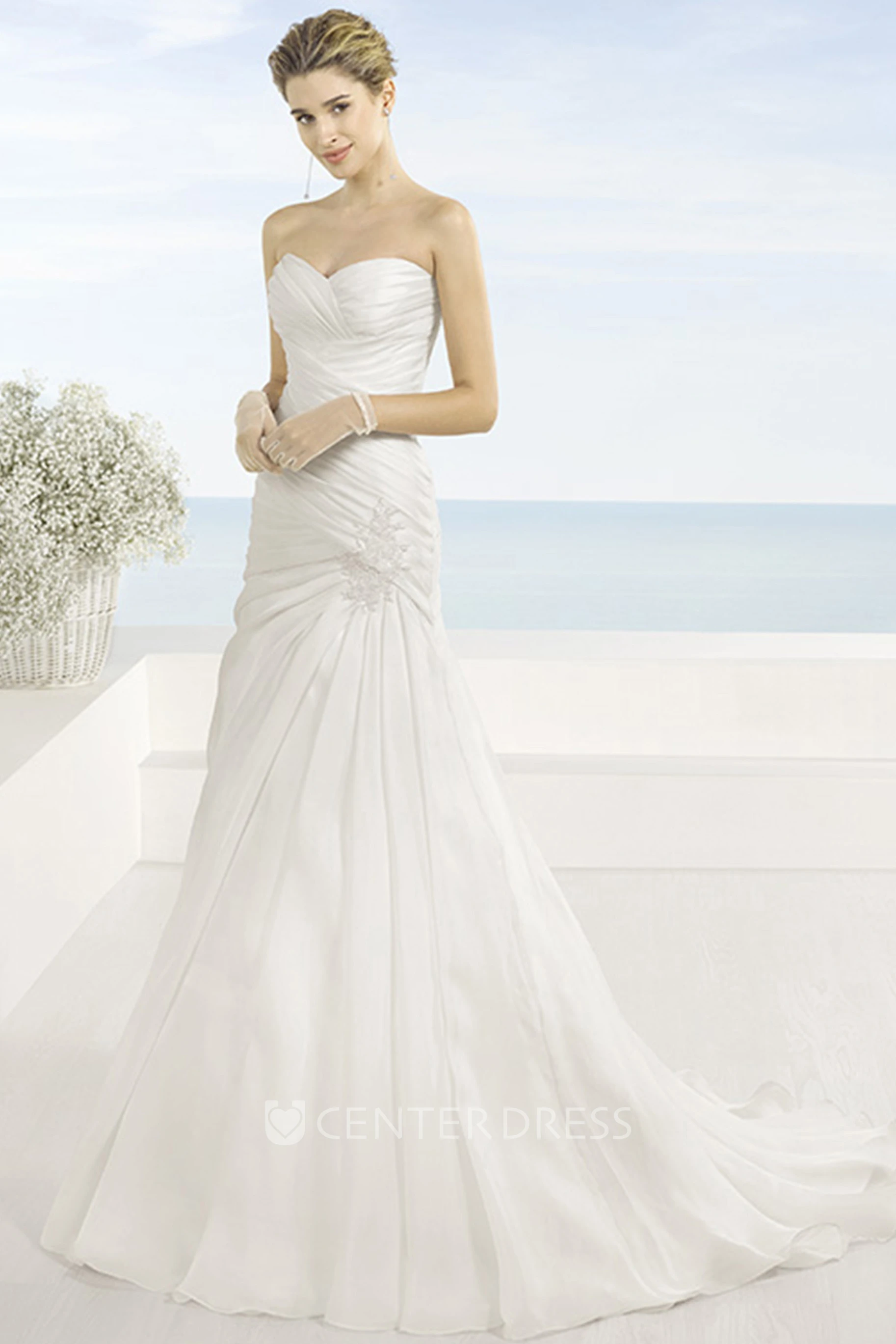 A-Line Sweetheart Chiffon Wedding Dress With Criss Cross