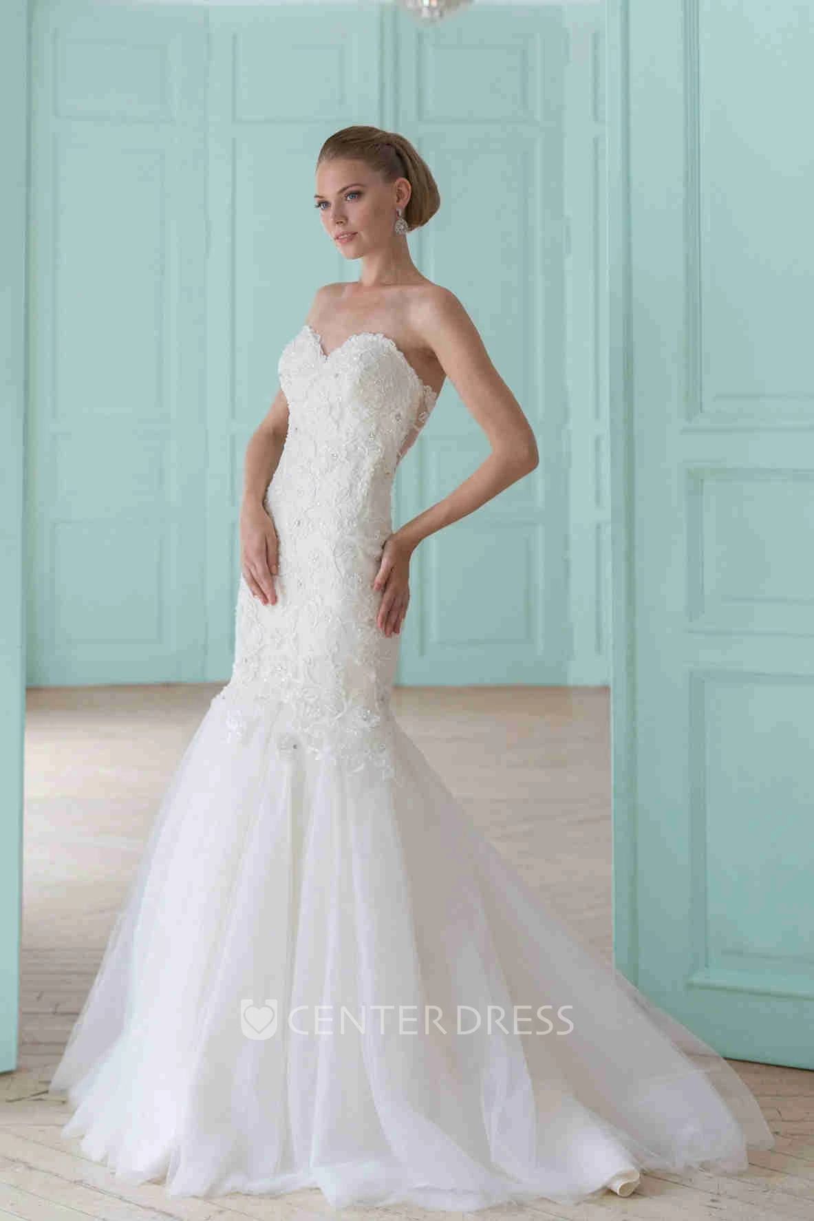 Mermaid Sweetheart Tulle&Lace Wedding Dress With Illusion