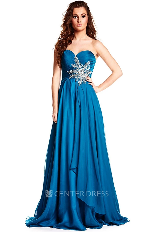 Sleeveless Sweetheart Criss-Cross Chiffon Prom Dress