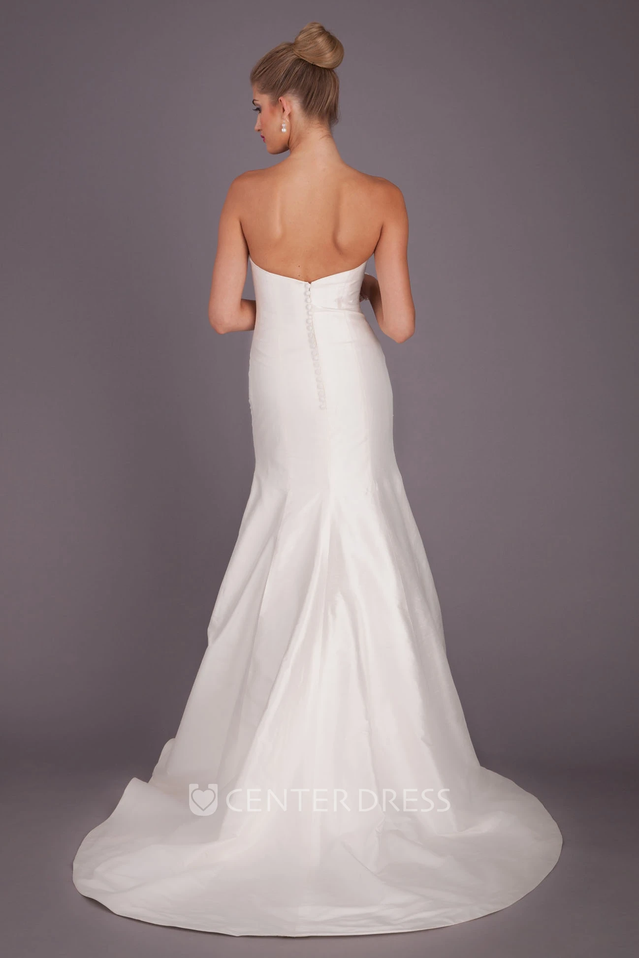 Long Sweetheart Satin Wedding Dress With Brush Train