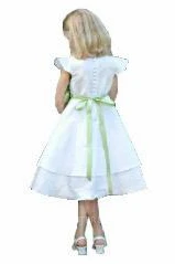 Tea-Length Cap-Sleeve Taffeta Flower Girl Dress