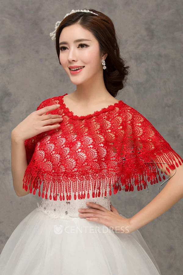 New High-end Lace Red Word Collar Shoulder Cape Shawl
