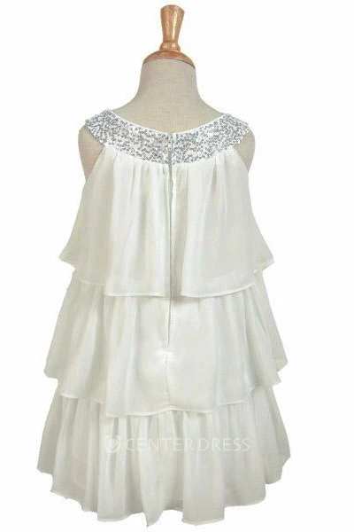Embroideried Chiffon&Sequins Flower Girl Dress