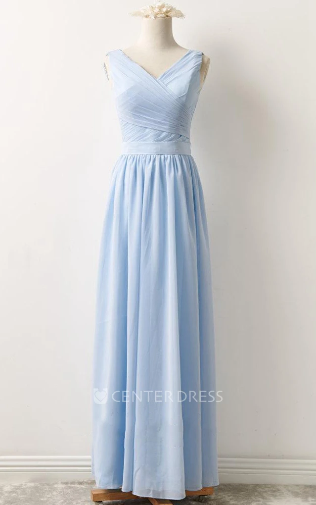 Short Long V-neck Chiffon Dress