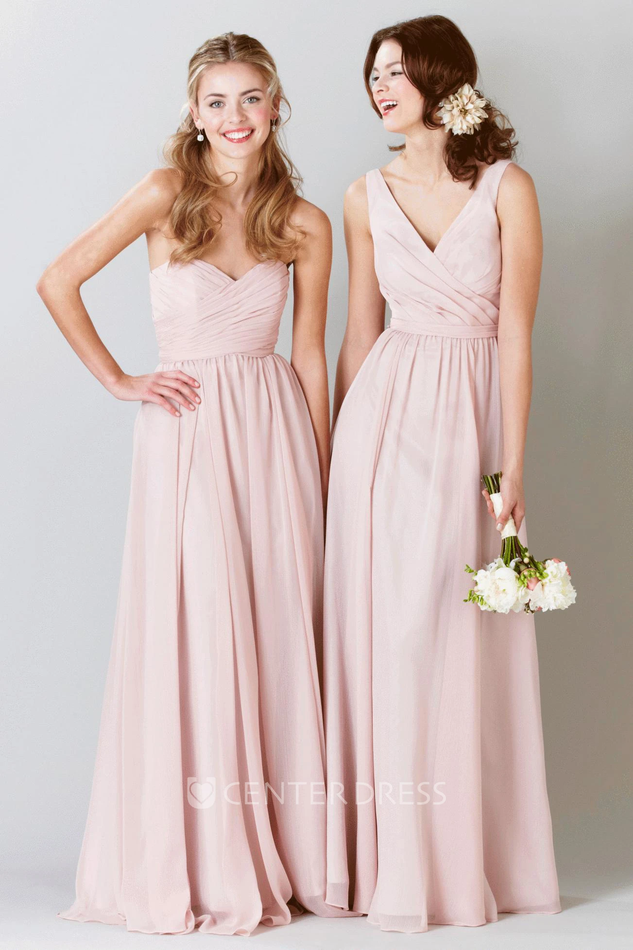 Criss-Cross Sweetheart Sleeveless Chiffon Bridesmaid Dress