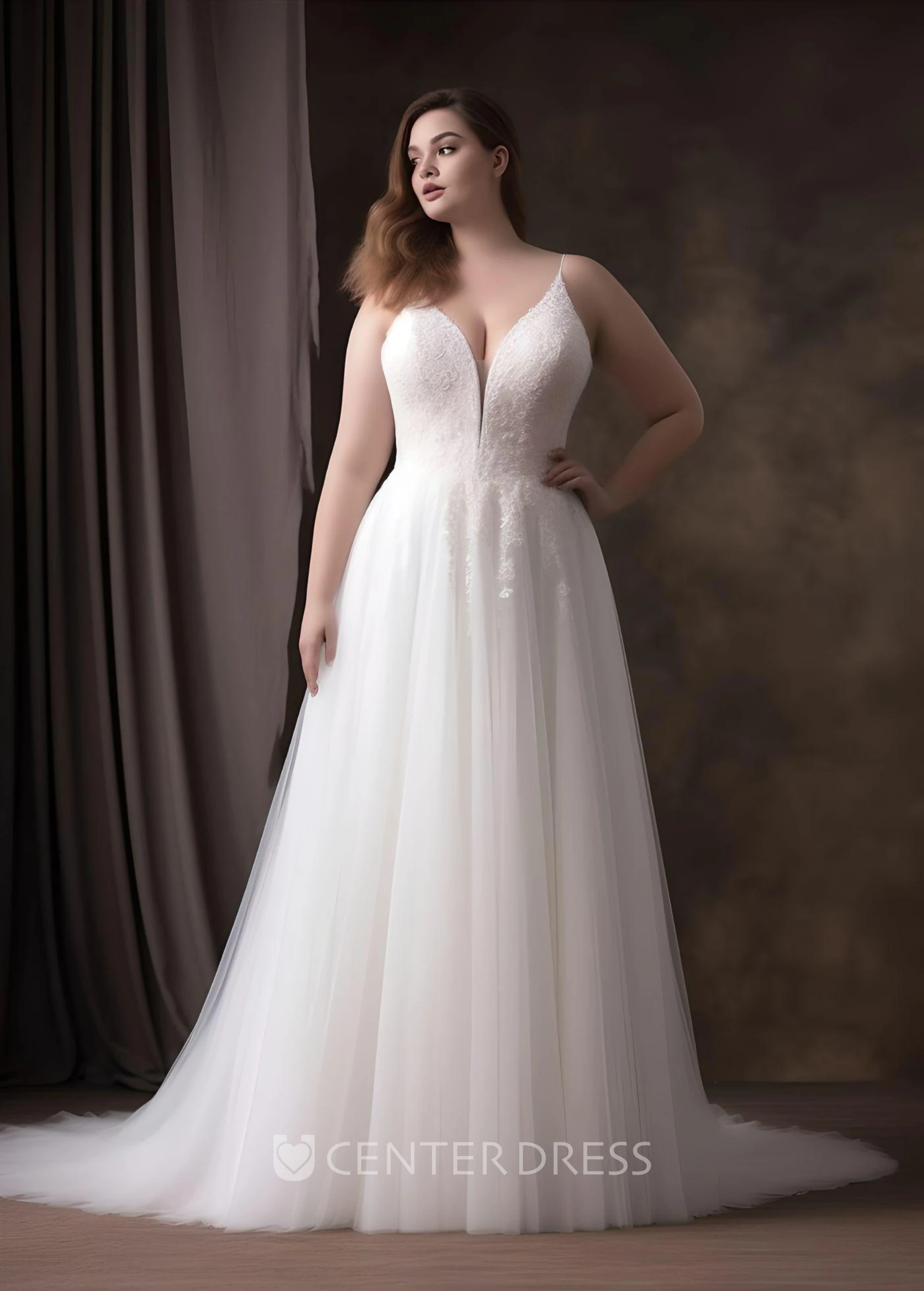 Plus Size A-Line Tulle Wedding Dress Sexy Elegant Country Garden