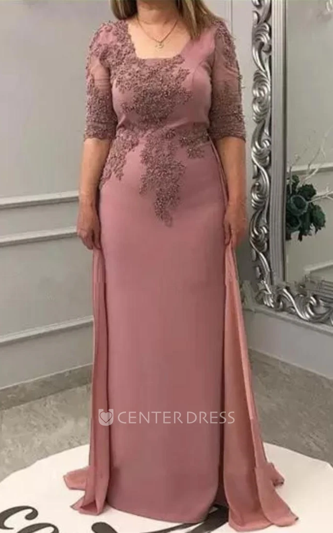 Romantic A Line Mother of the Bride Dress with Ruching and Train
