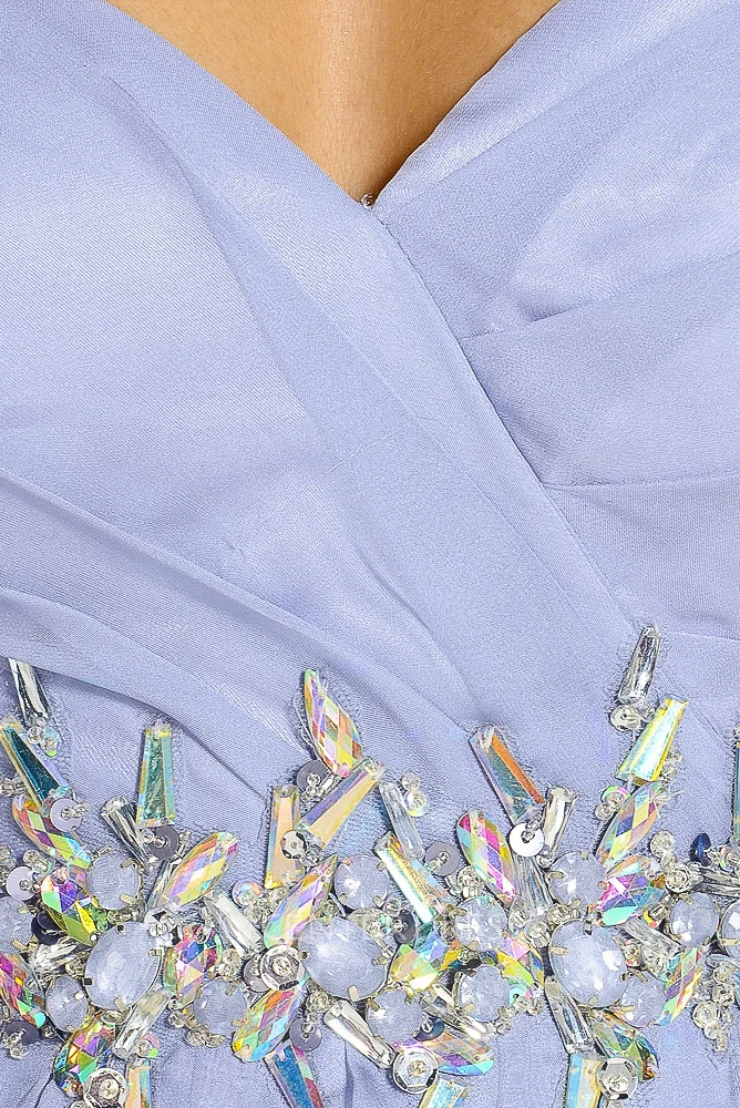 Sweetheart Jeweled Sleeveless Chiffon Prom Dress