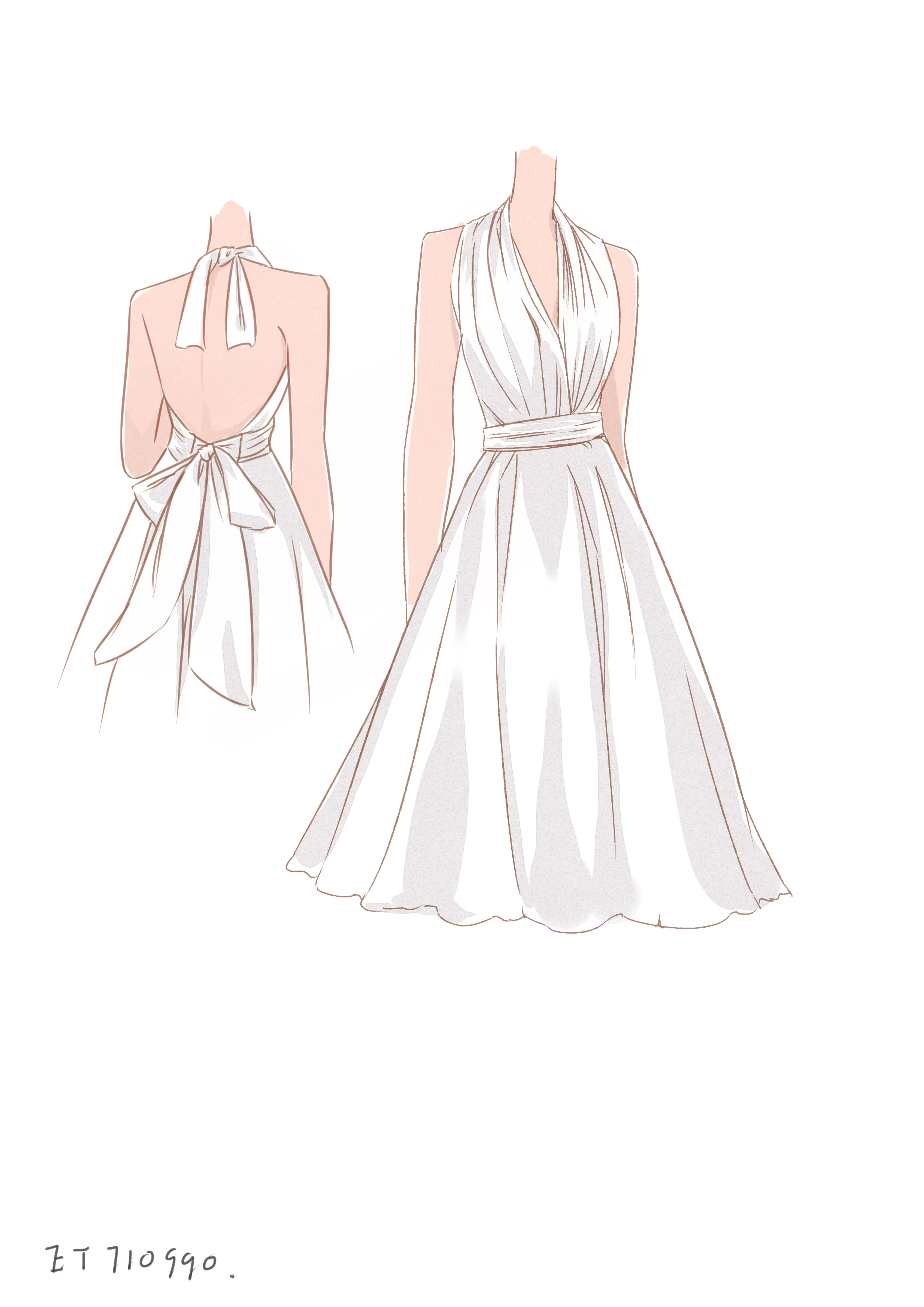 Vintage Tea-Length Chiffon Summer Wedding Dress Destination With Halter Neck and Bow