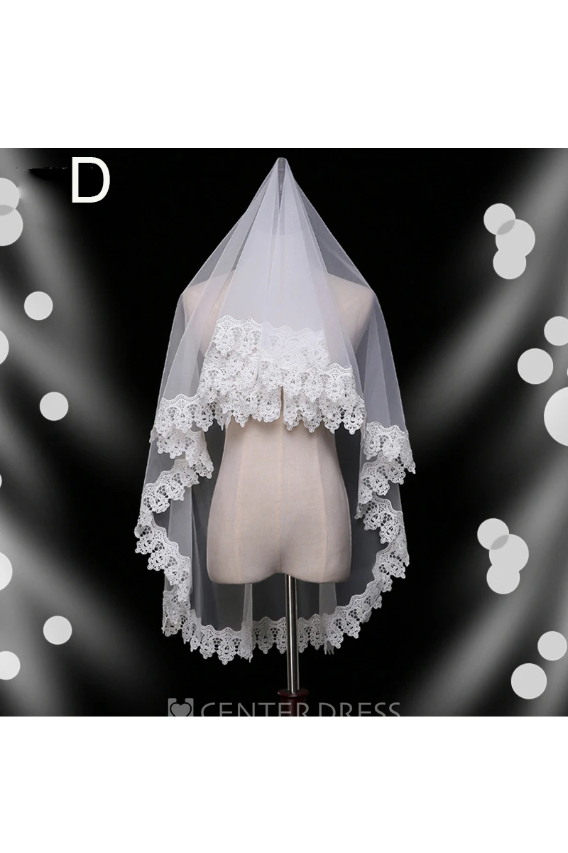 Short Lace Applique Simple Bride Veil