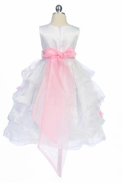Tea-Length Ruched Organza&Satin Flower Girl Dress