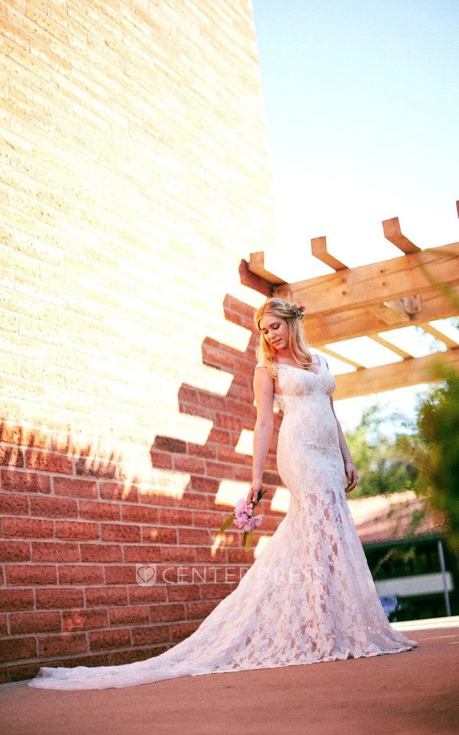 Trumpet Wedding Beach Wedding Low Back Wedding Lace Ivory Beach Dress