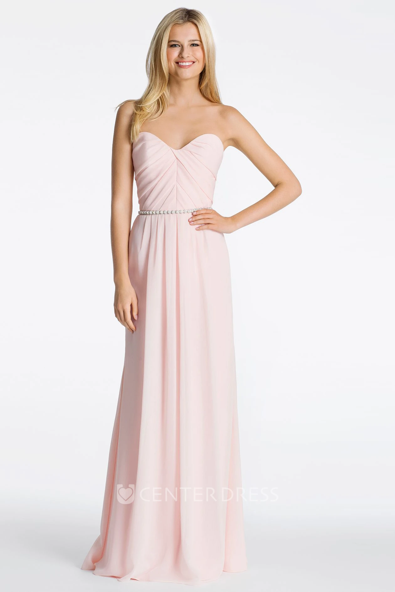 Jeweled Sweetheart Sleeveless Chiffon Bridesmaid Dress
