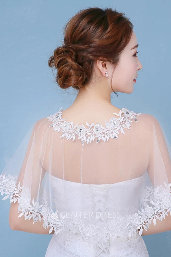 New Summer and Summer Lace Cape Rhinestone White Shawl