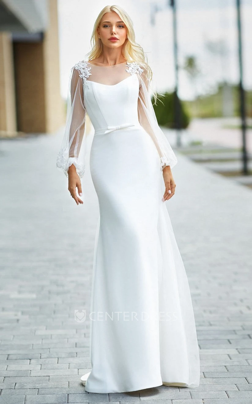 Romantic Mermaid Satin Sweetheart Wedding Dress with Sash