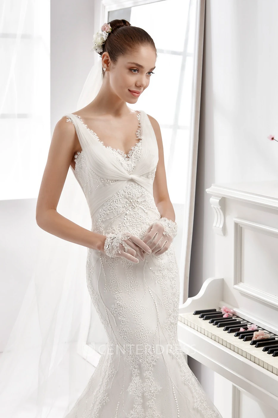 Sweetheart Mermaid Wedding Gown With Crisscross Nest and Low-V Back