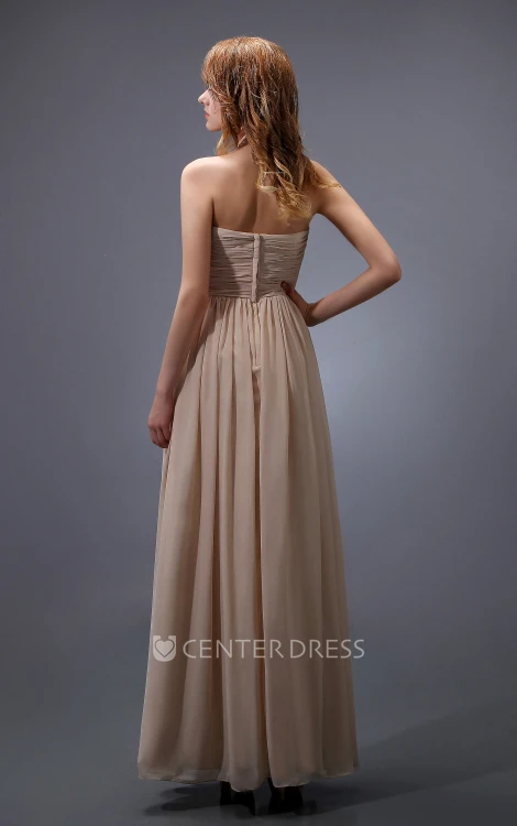 Empire Sweetheart Sleeveless Dress With Crisscross Ruching