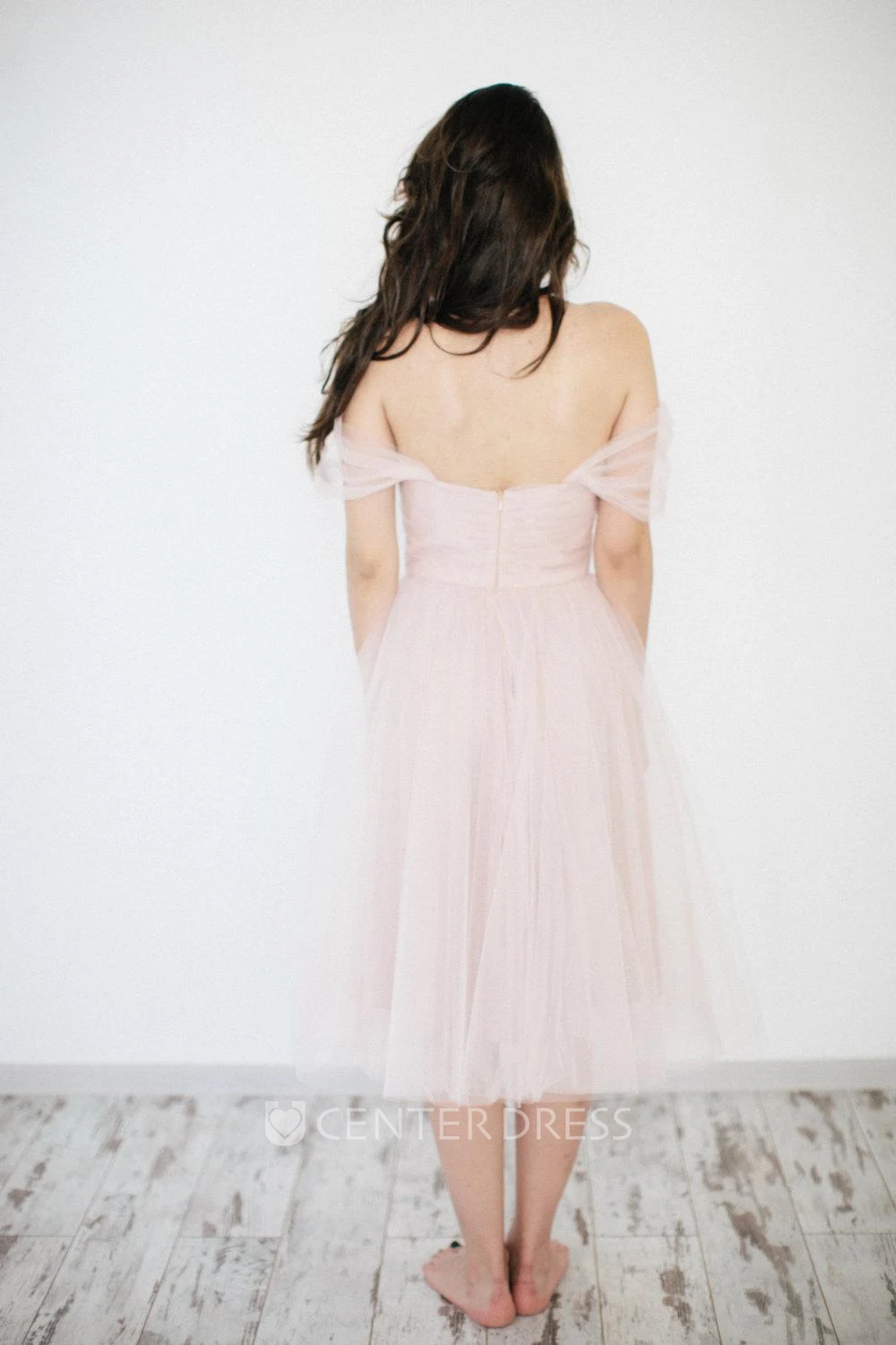 Off-Shoulder A-Line Organza Wedding Dress With Ruching