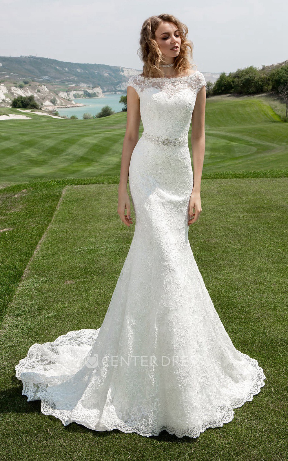 Cap sleeve sale sheath wedding dress