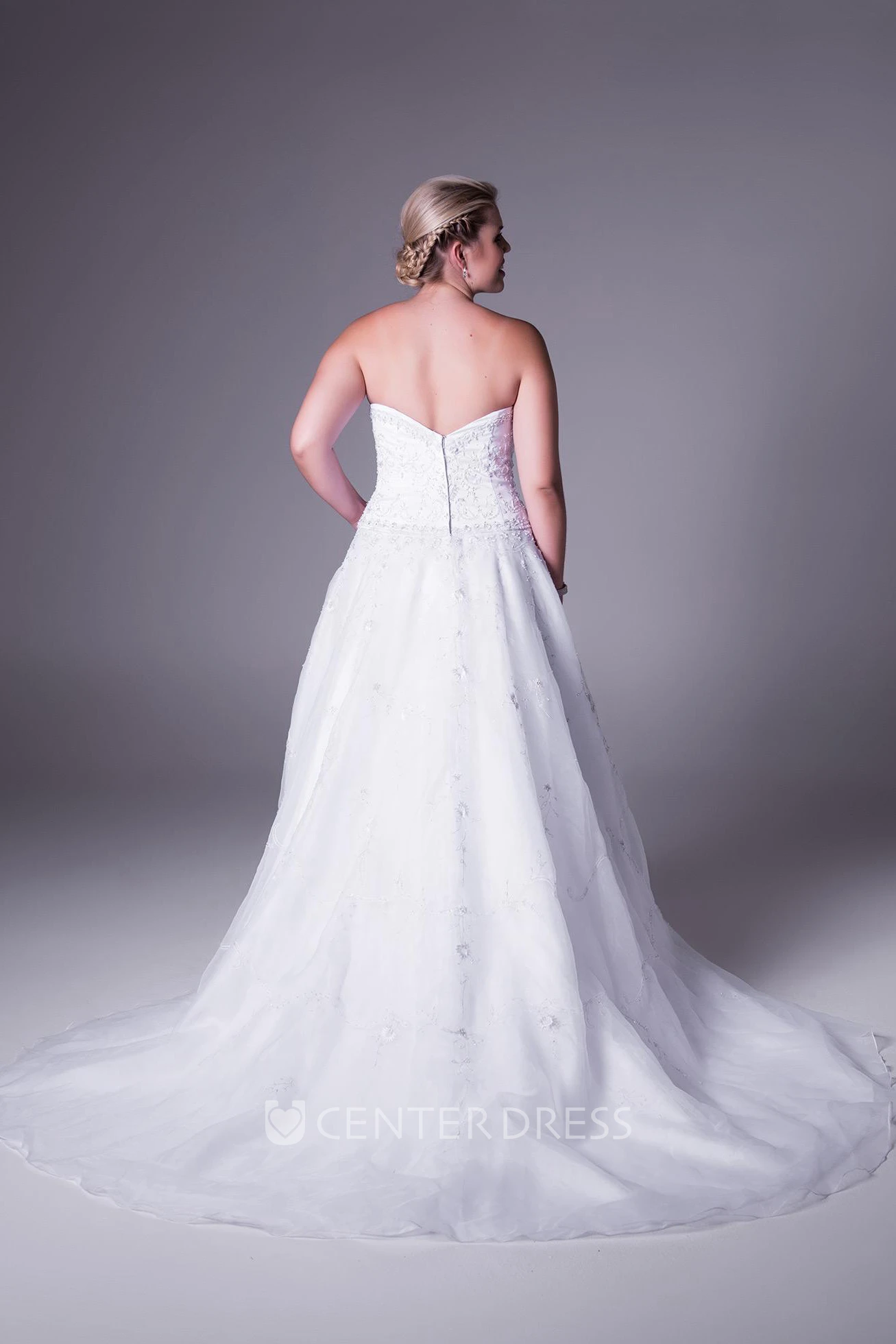 Strapless Tulle&Satin Plus Size Wedding Dress