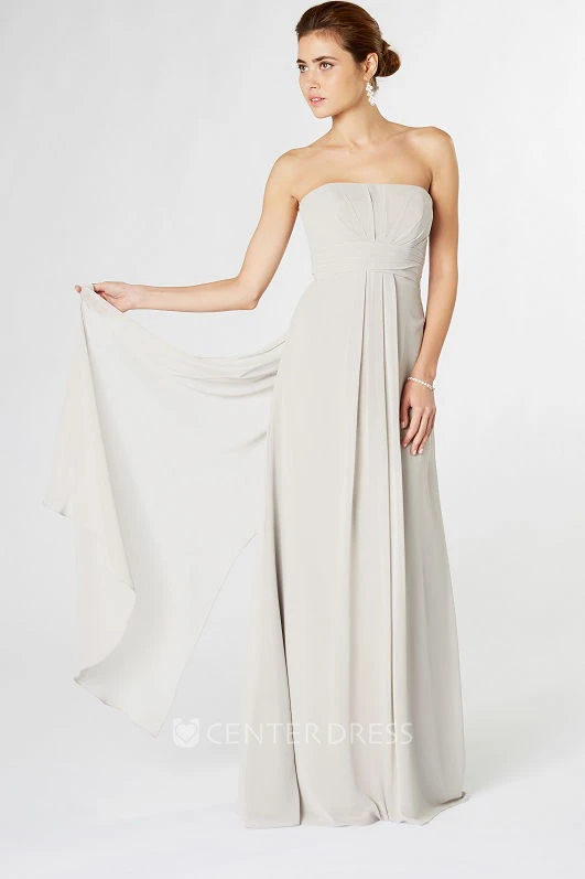 Ruched Strapless Chiffon Bridesmaid Dress