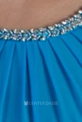 Crystal High Neck A-Line Chiffon Long Bridesmaid Dress With Back Keyhole
