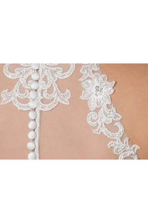 High Neck Illusion Back Sheath Bridal Gown With Allover Lace