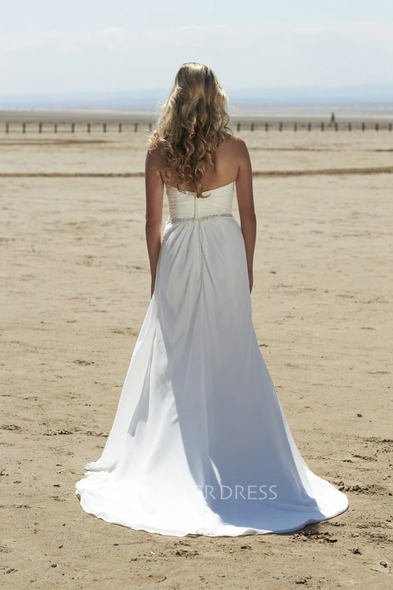 Sheath Maxi Criss-Cross Sweetheart Sleeveless Chiffon Wedding Dress