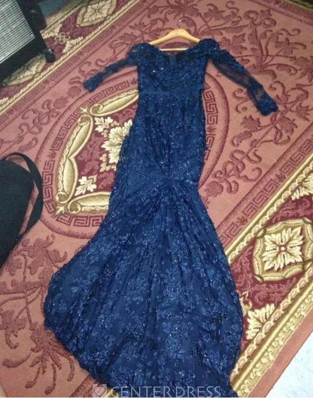 Gorgeous Long Sleeve Appliques Prom Dress Mermaid With Train