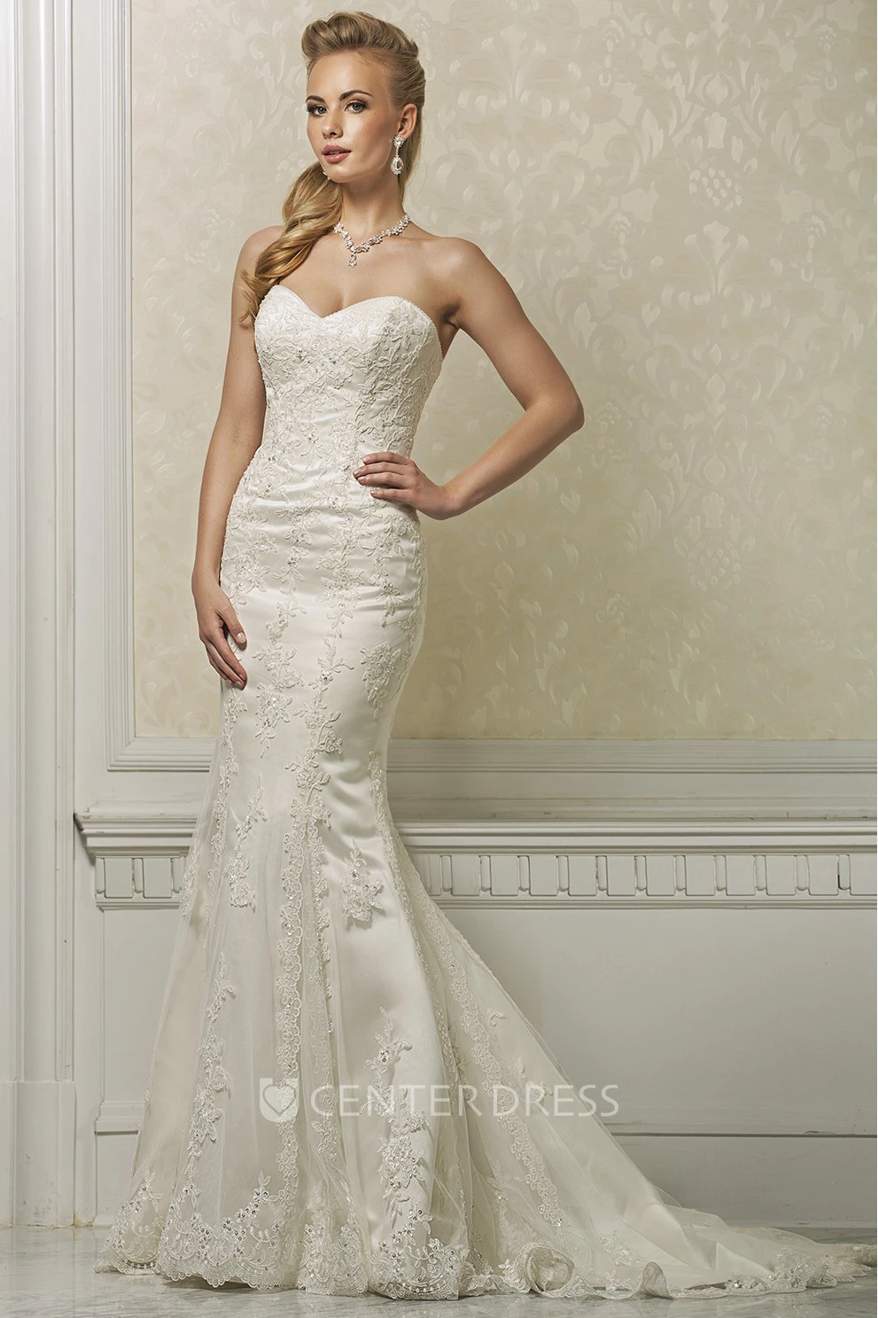 Mermaid Sweetheart Lace Wedding Dress With Illusion