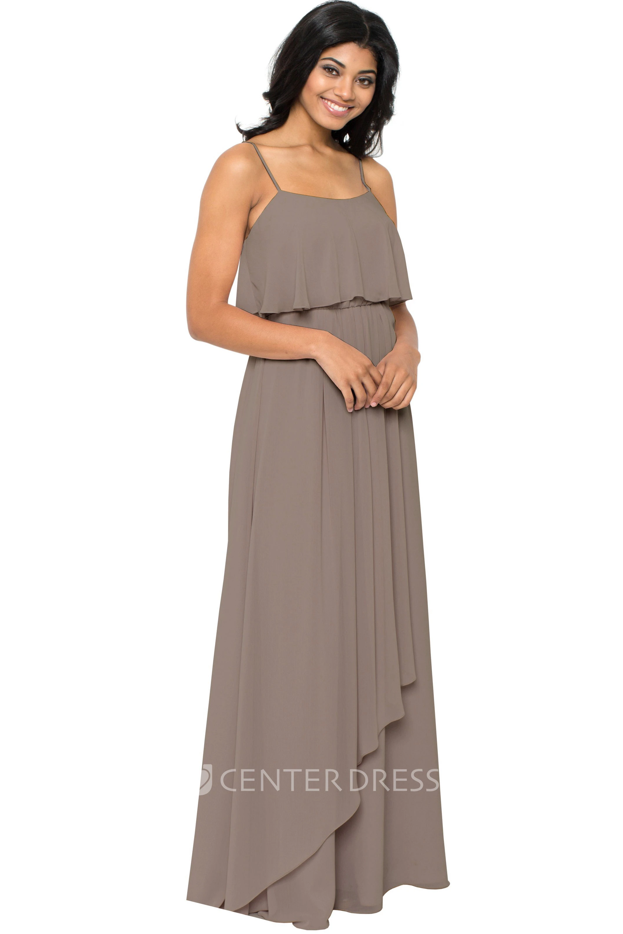 Sleeveless Spaghetti Draped Chiffon Muti-Color Convertible Bridesmaid Dress