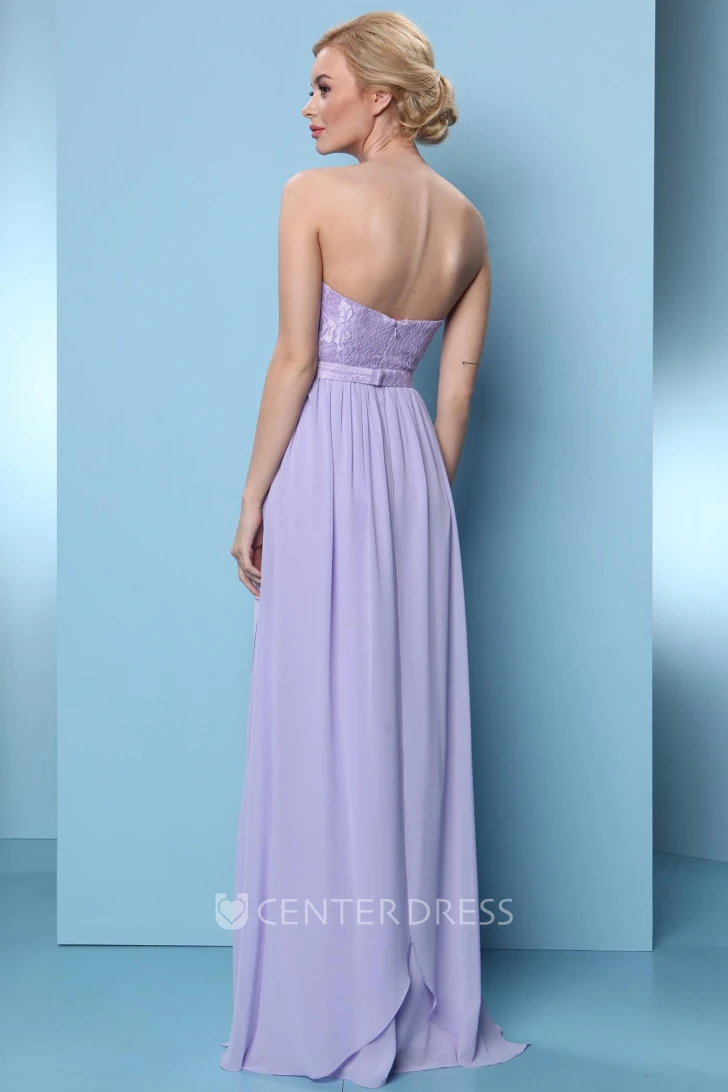 Floor-Length Appliqued Sweetheart Sleeveless Chiffon Bridesmaid Dress