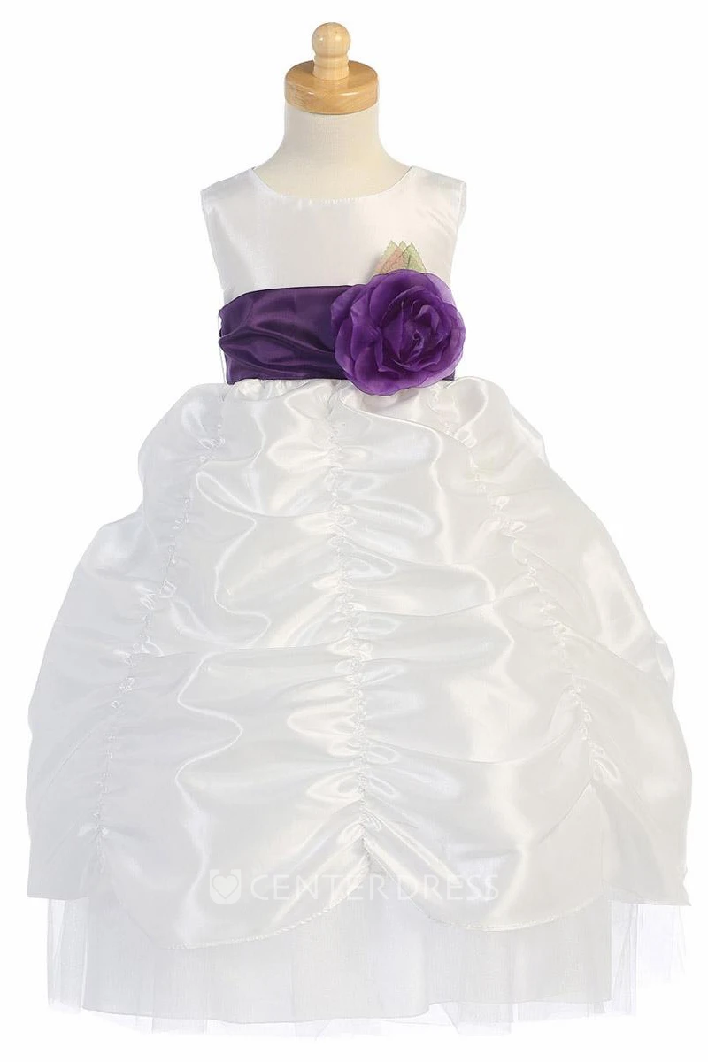 Tiered Tulle&Taffeta Flower Girl Dress