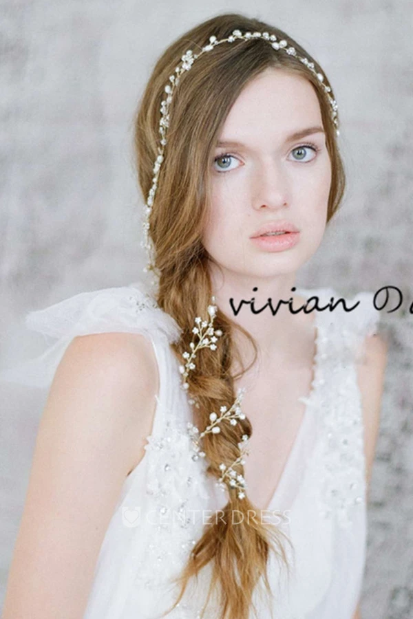 Western Style Natural Freshwater Pearl Noble Bride Headdress Soft Crown
