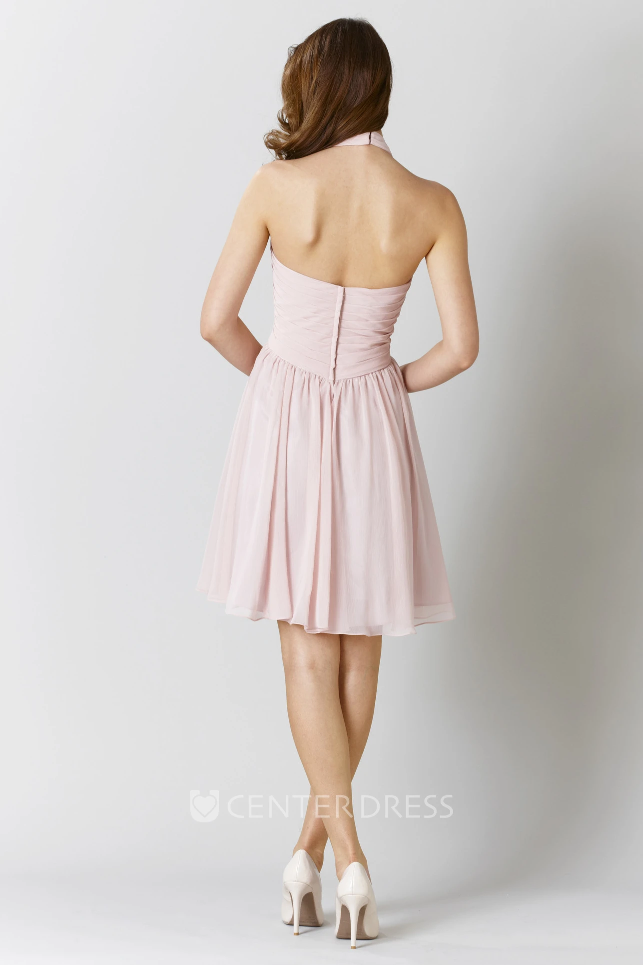 Knee-Length Sleeveless Criss-Cross Sweetheart Chiffon Bridesmaid Dress